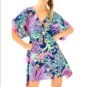 Lilly Pulitzer Julie Silk Caftan Indigo A Glow
